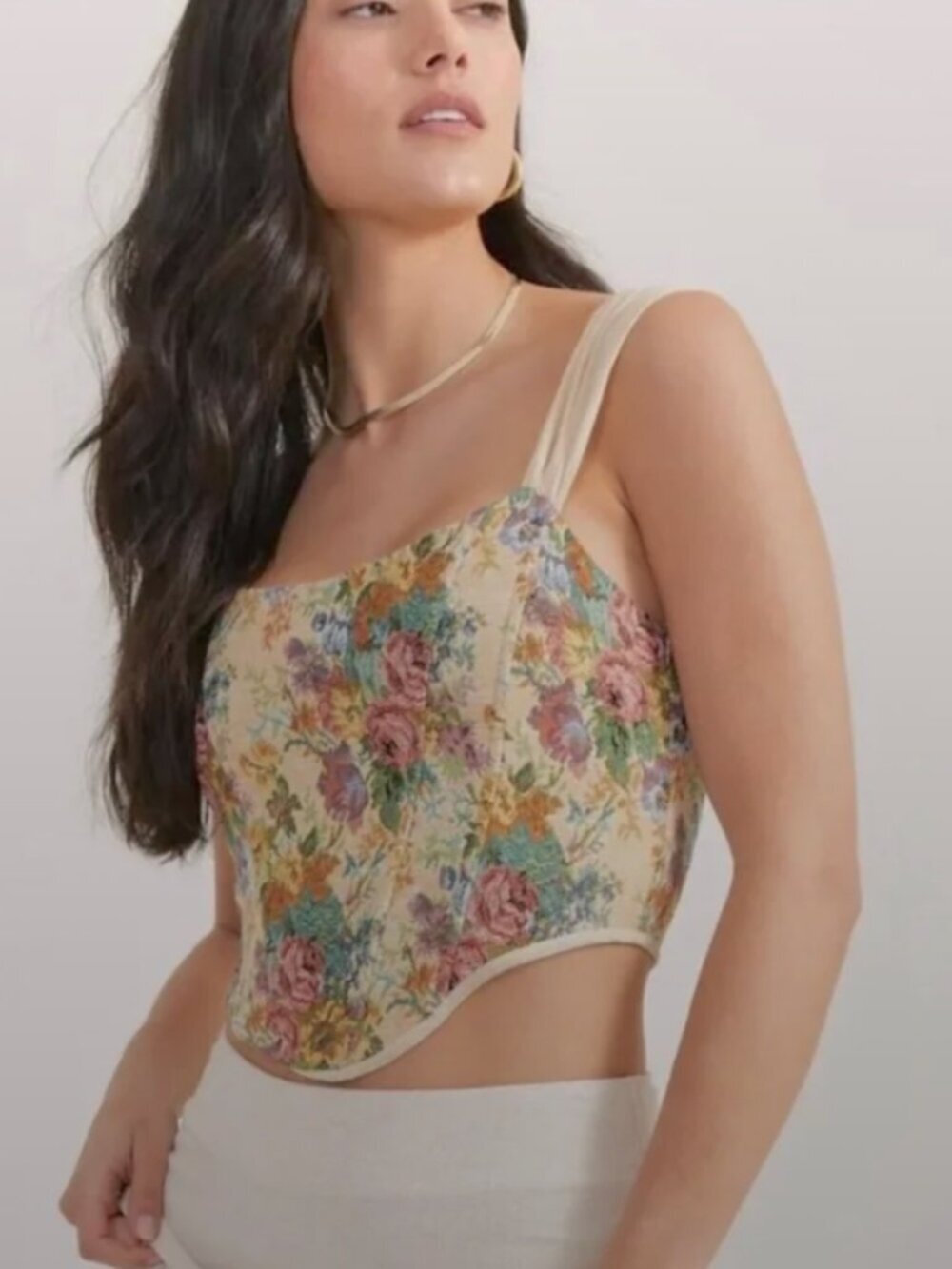 Altar'd State Floral Tapestry Corset Bustier Top Size S